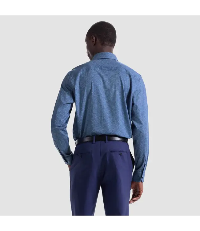 Modern Fit Cobalt Cube Print Shirt