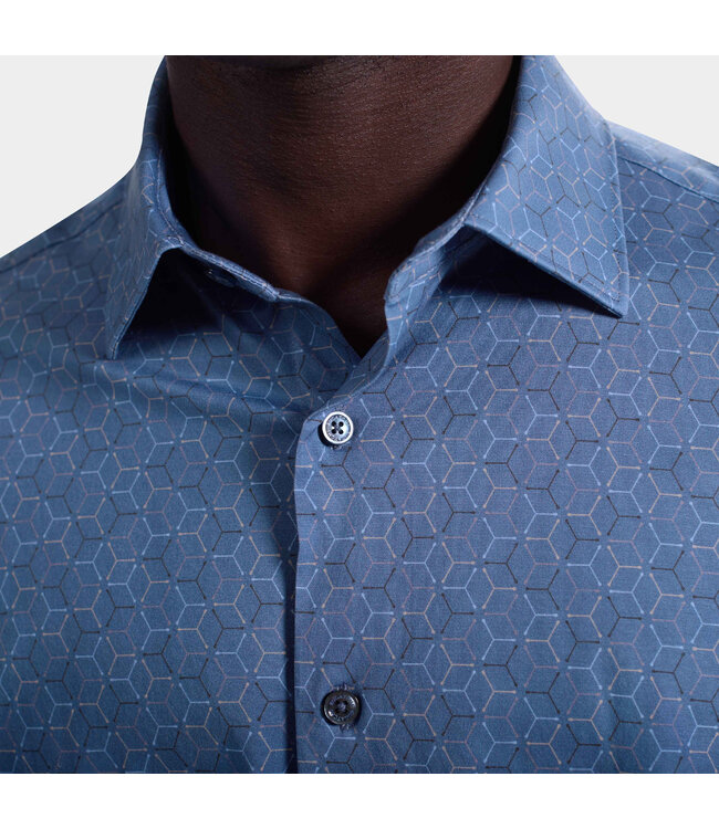 Modern Fit Cobalt Cube Print Shirt