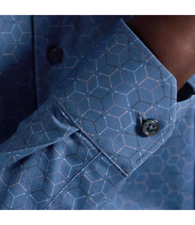 Modern Fit Cobalt Cube Print Shirt