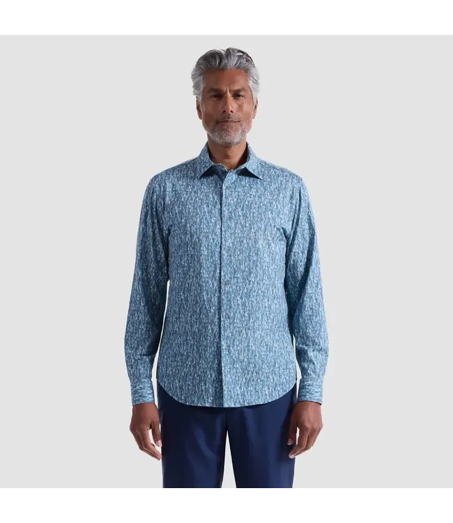 Modern Fit Teal Grey Print Shirt