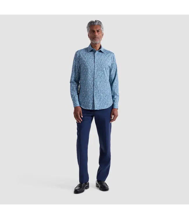 Modern Fit Teal Grey Print Shirt