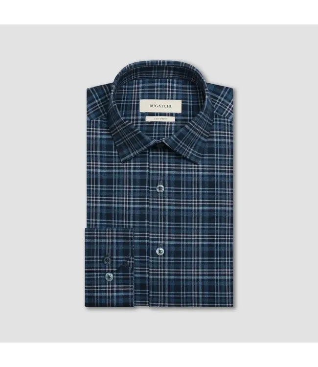 Modern Fit Navy Plaid Shirt