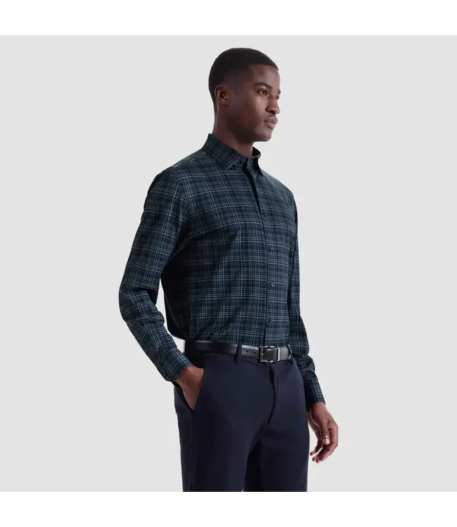 Modern Fit Navy Plaid Shirt
