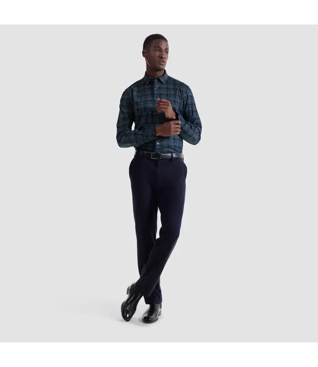 Modern Fit Navy Plaid Shirt