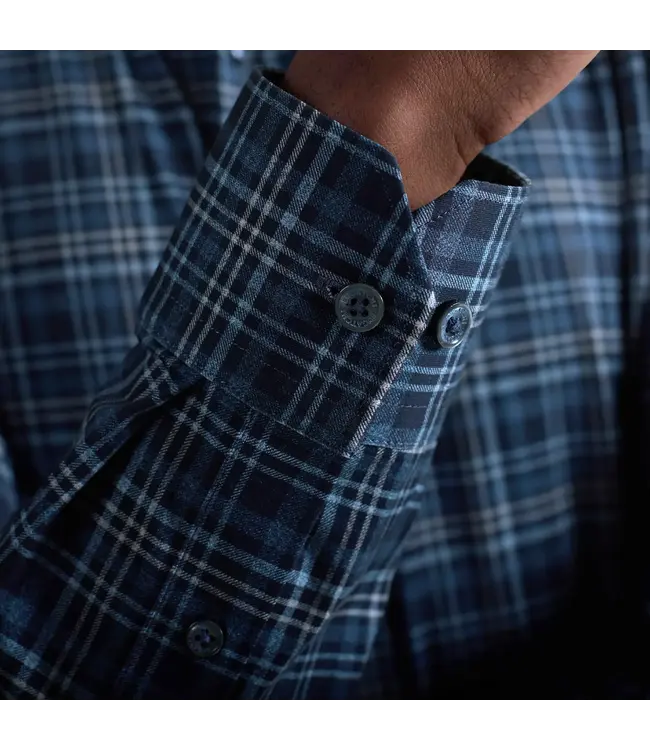 Modern Fit Navy Plaid Shirt