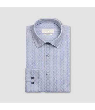 BUGATCHI Modern Fit Sand Blue Print Shirt