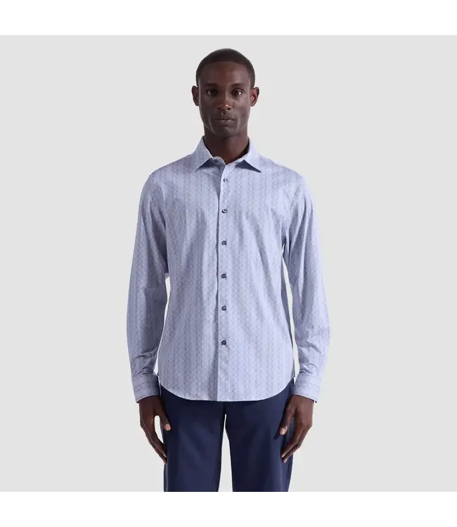 Modern Fit Sand Blue Print Shirt