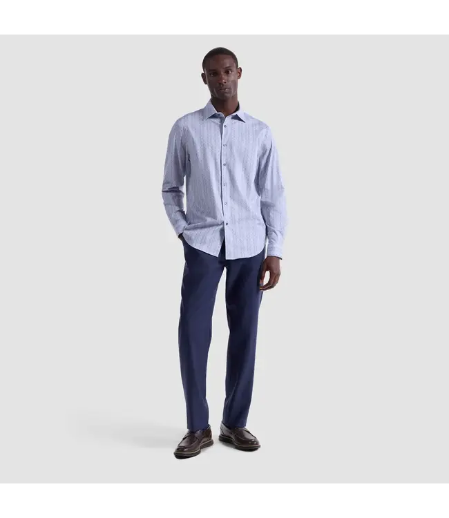 Modern Fit Sand Blue Print Shirt