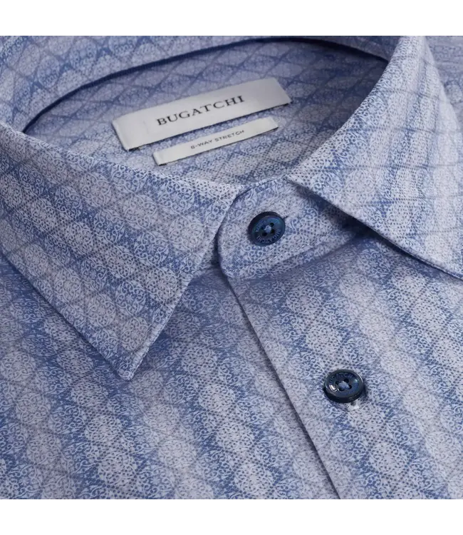 Modern Fit Sand Blue Print Shirt