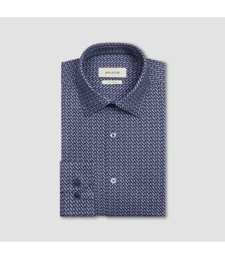 BUGATCHI Modern Fit Navy Print Shirt