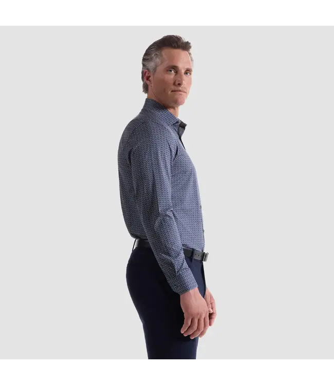 Modern Fit Navy Print Shirt