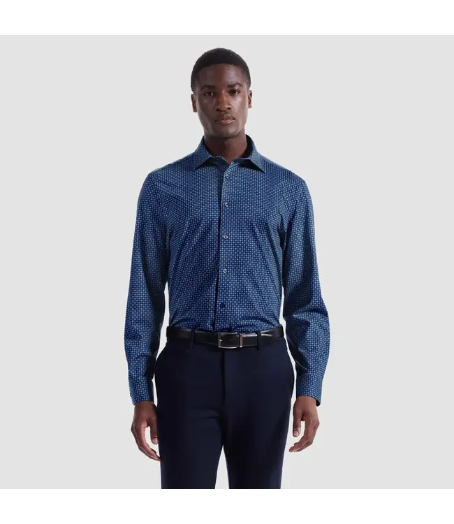 Modern Fit Teal Circle Print Shirt