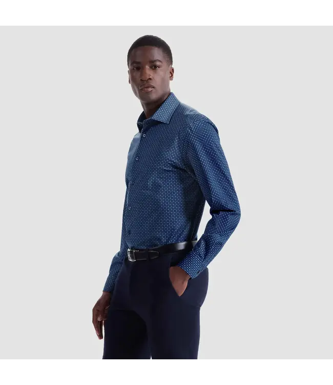 Modern Fit Teal Circle Print Shirt