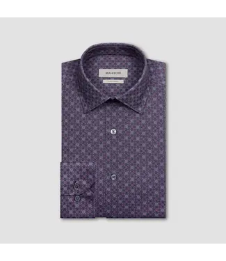 BUGATCHI Modern Fit Anthracite Print Shirt