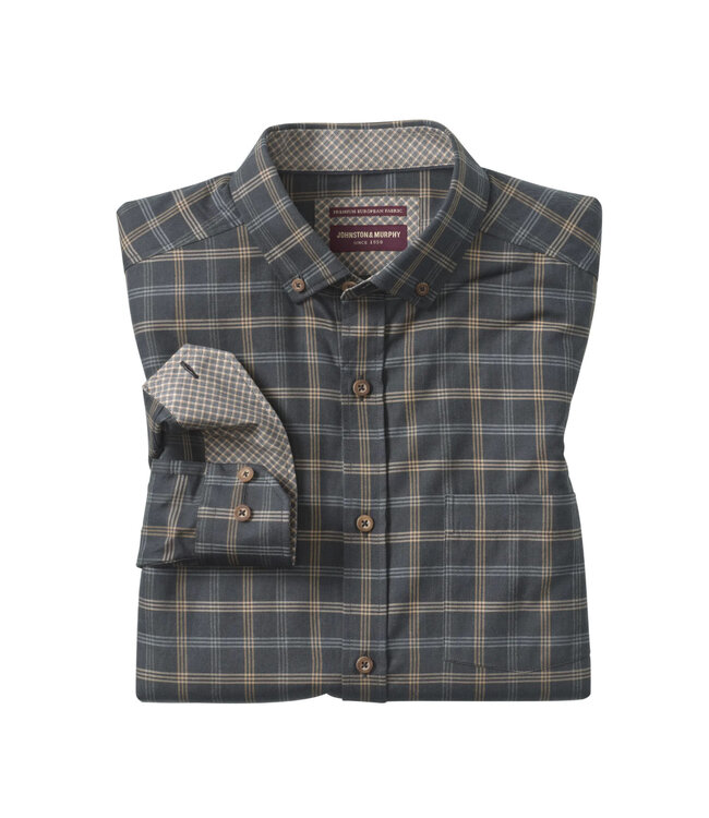 Classic Fit Charcoal Tan Plaid Shirt