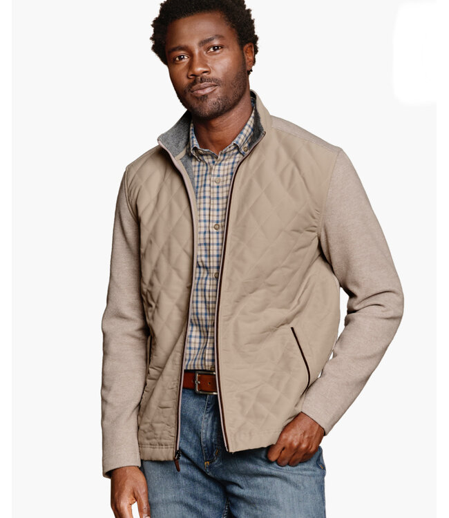 Tan Full Zip Nylon Front Jacket