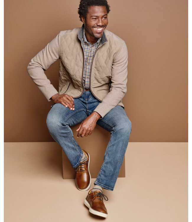 Tan Full Zip Nylon Front Jacket