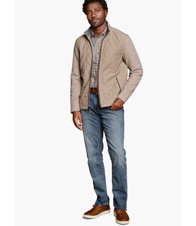 Tan Full Zip Nylon Front Jacket