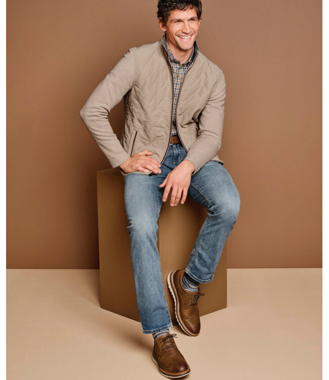 Tan Full Zip Nylon Front Jacket