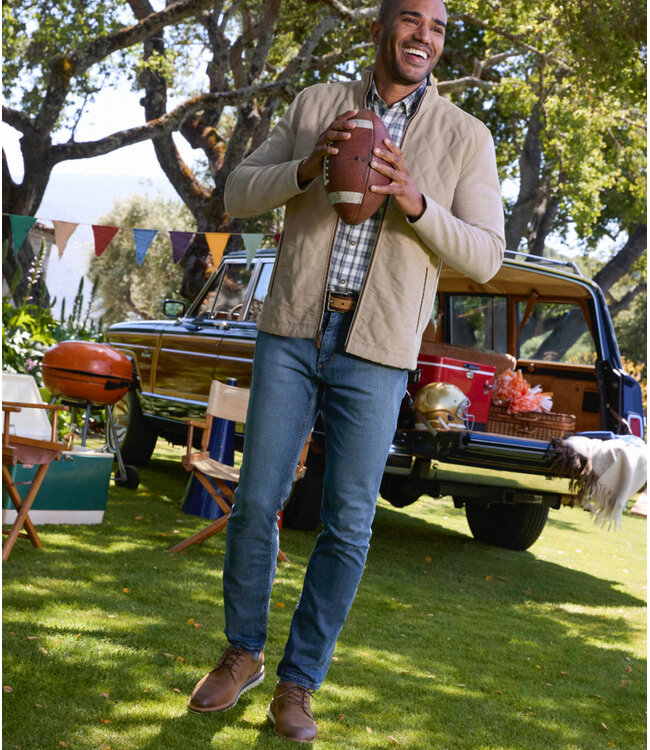 Tan Full Zip Nylon Front Jacket