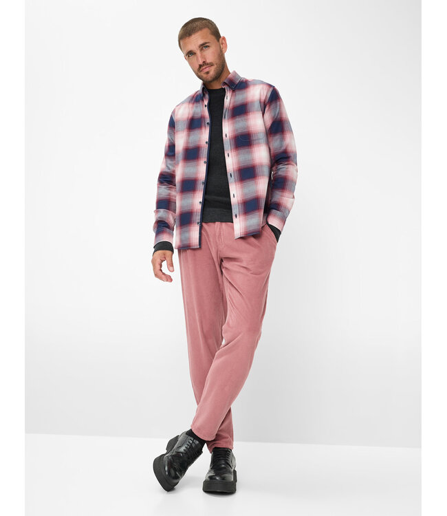 Modern Fit Navy Pink Plaid Shirt