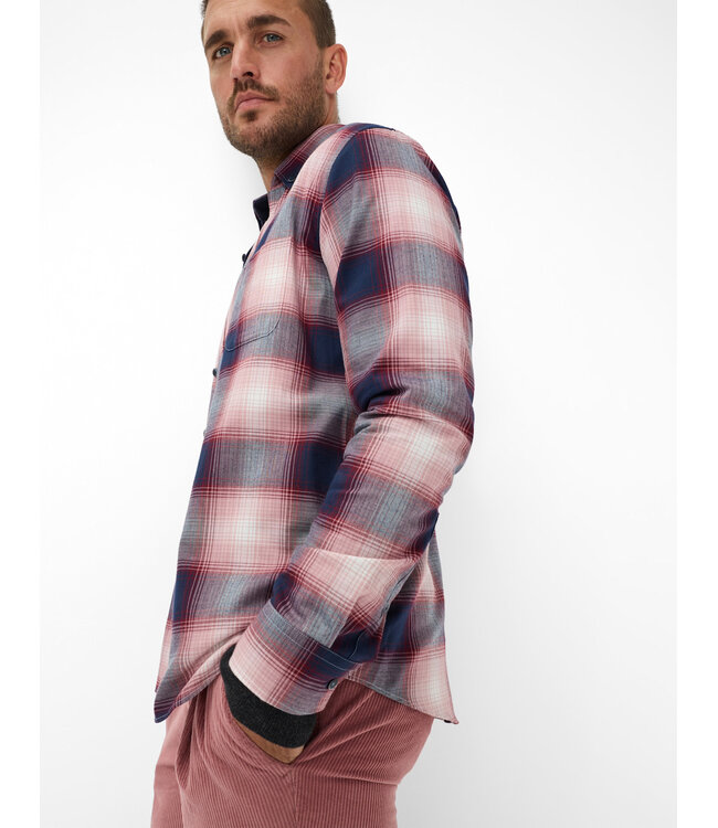 Modern Fit Navy Pink Plaid Shirt