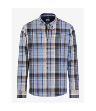 BRAX Modern Fit Blue Tan Plaid Daniel Shirt