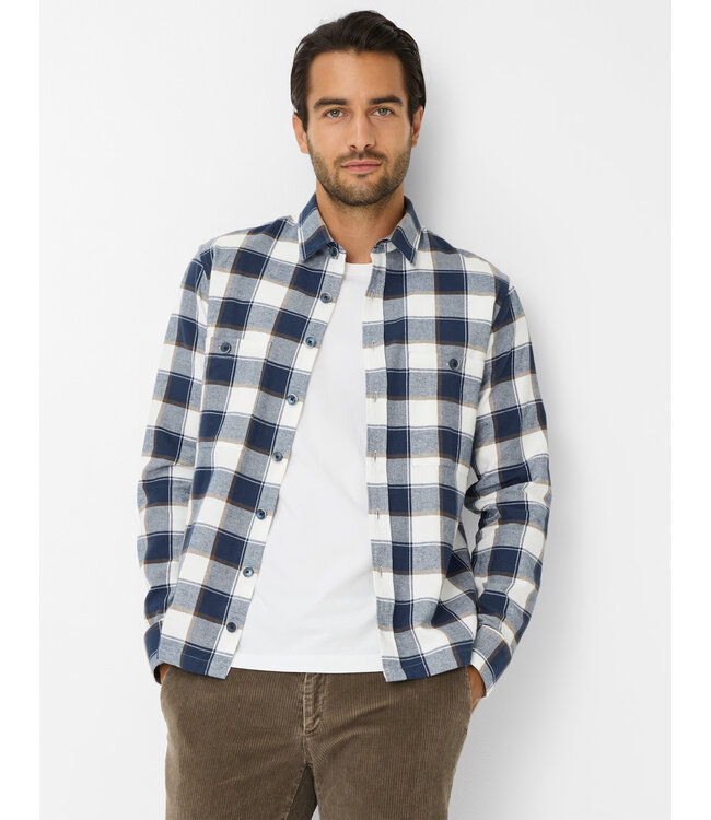 Modern Fit White Navy Block Kay Shirt