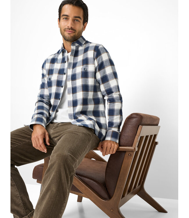 Modern Fit White Navy Block Kay Shirt