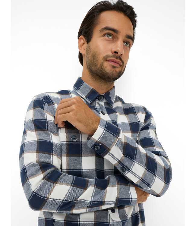 Modern Fit White Navy Block Kay Shirt