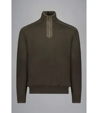 PAUL & SHARK Mid Brown with Plaid Trim 1/4 Zip