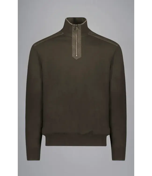 Mid Brown with Plaid Trim 1/4 Zip