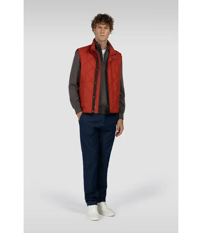 Mid Brown with Plaid Trim 1/4 Zip