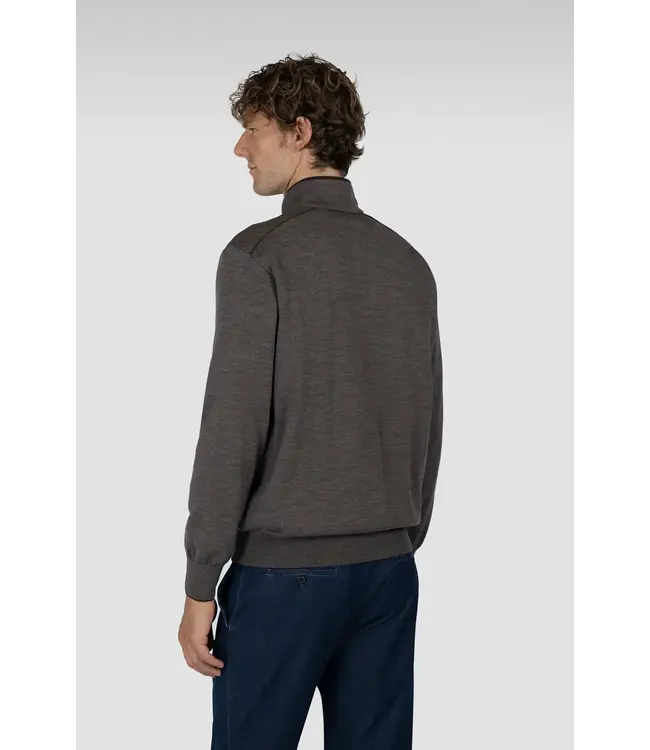 Mid Brown with Plaid Trim 1/4 Zip