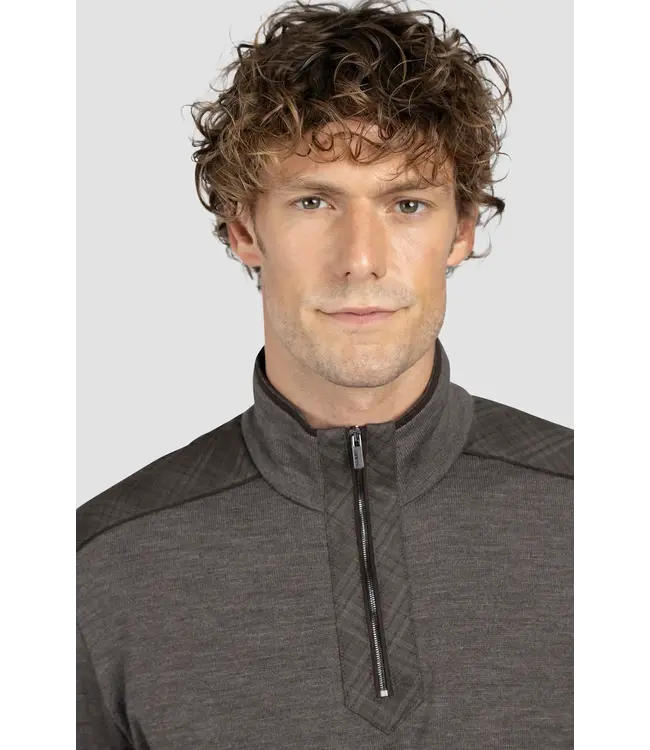 Mid Brown with Plaid Trim 1/4 Zip