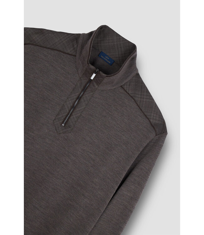 Mid Brown with Plaid Trim 1/4 Zip