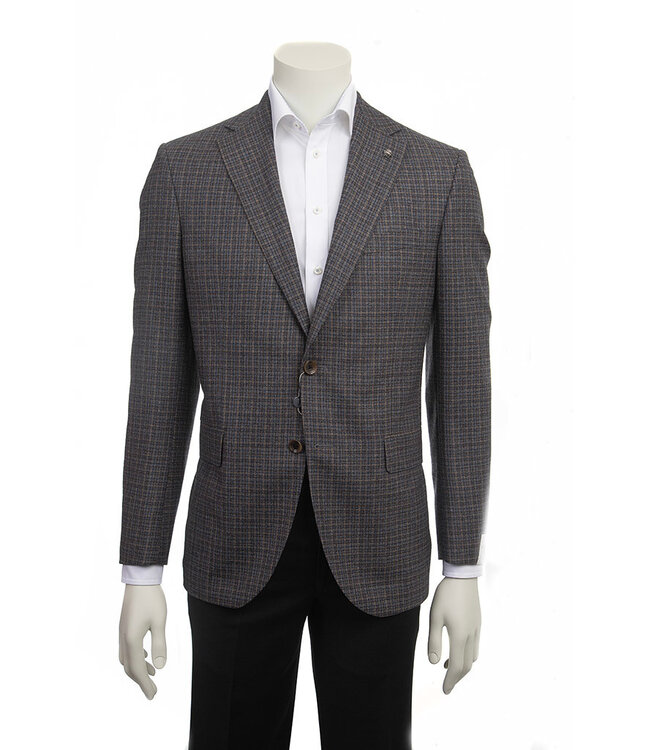 Modern Fit Brown Grey Plaid Sport Coat