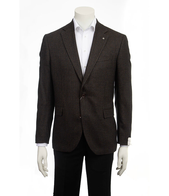 Modern Fit Brown Navy Block Sport Coat