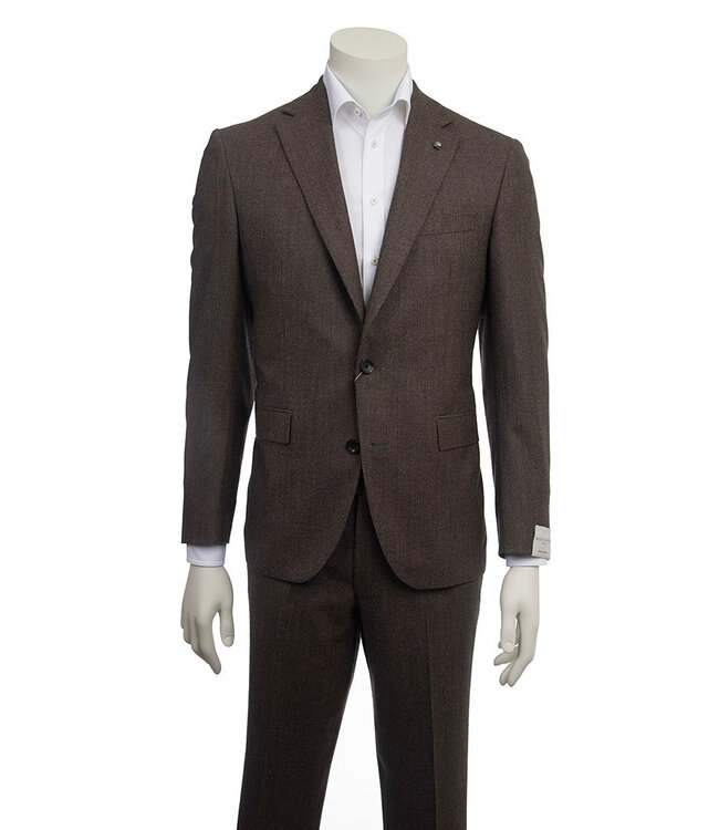 Modern Fit Mid Brown Houndstooth Suit