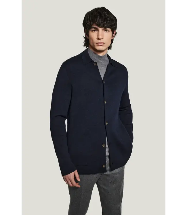 Navy Milano Full Button Sweater