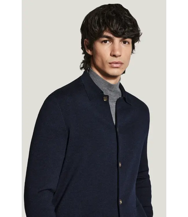Navy Milano Full Button Sweater