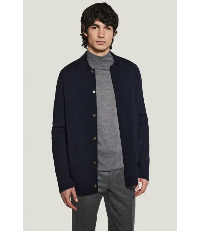 Navy Milano Full Button Sweater