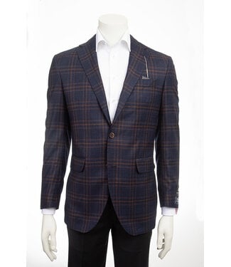 COPPLEY Modern Fit Navy Brown Plaid Sport Coat