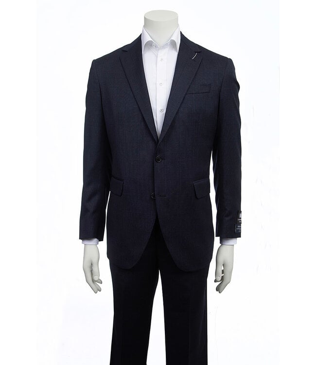 Modern Fit Navy Windowpane Suit