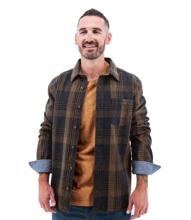 Ombre Blue Tan Plaid Overshirt