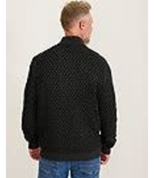 Black Cable Knit Button Neck