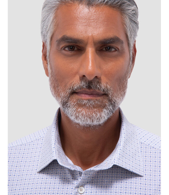 Modern Fit Almond Blue Diamond Print Shirt