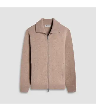 BUGATCHI Cobblestone Tan Herringbone Full Zip Sweater
