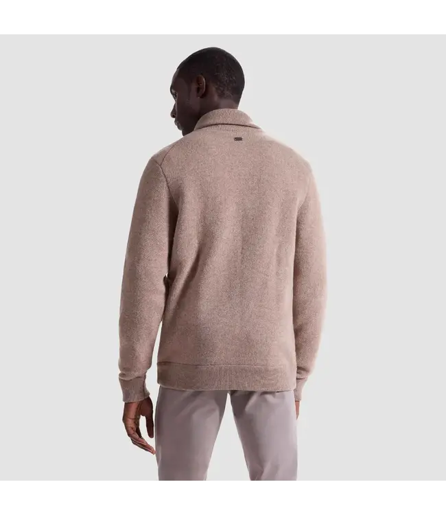 Cobblestone Tan Herringbone Full Zip Sweater