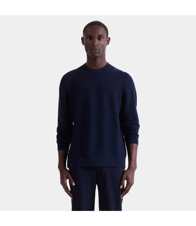 Navy Basketweave Crew Neck Sweater